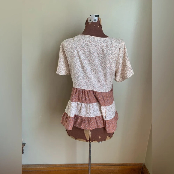 Paper crane blouse, floral peplum top - Picture 5 of 9